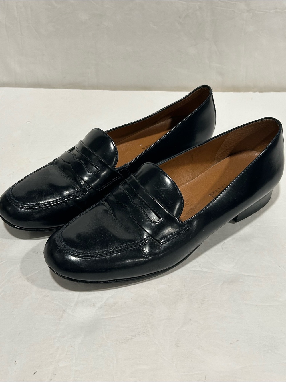 Lauren Ralph Lauren Black Leather Penny Loafers Made in Brazil Size 6.5 Vintage - Picture 1 of 12